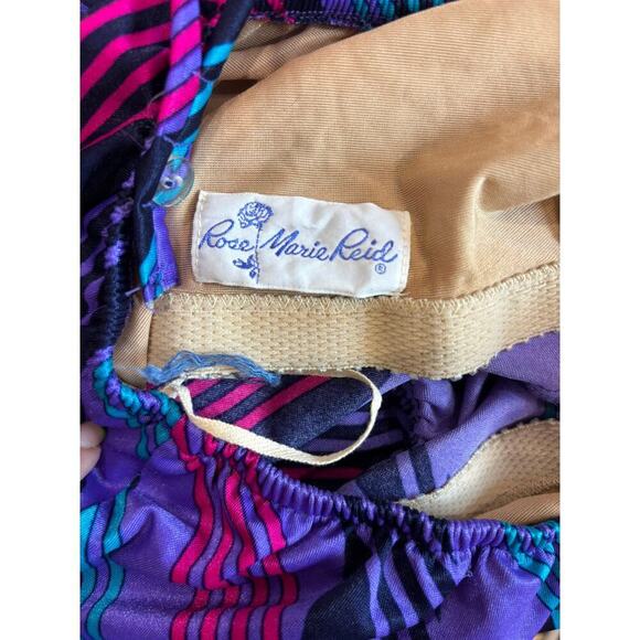Rose Marie Reid Vintage One Piece Bathing Suit Purple Stripes - Picture 6 of 6